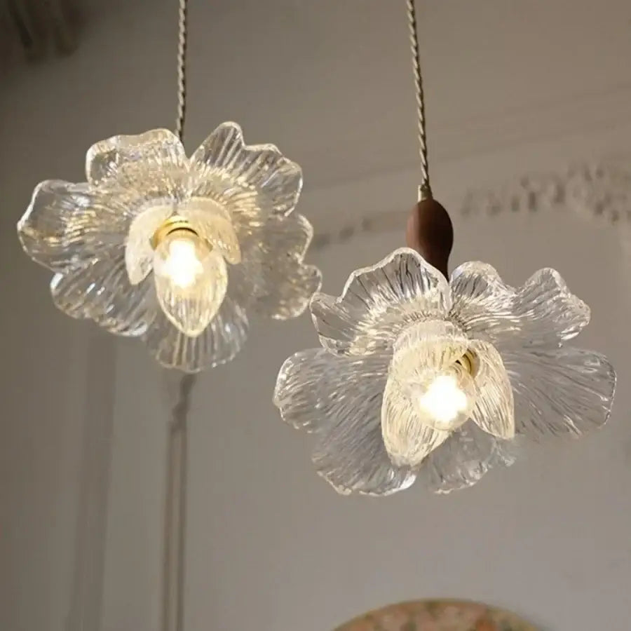 Clear Glass Floral Pendant