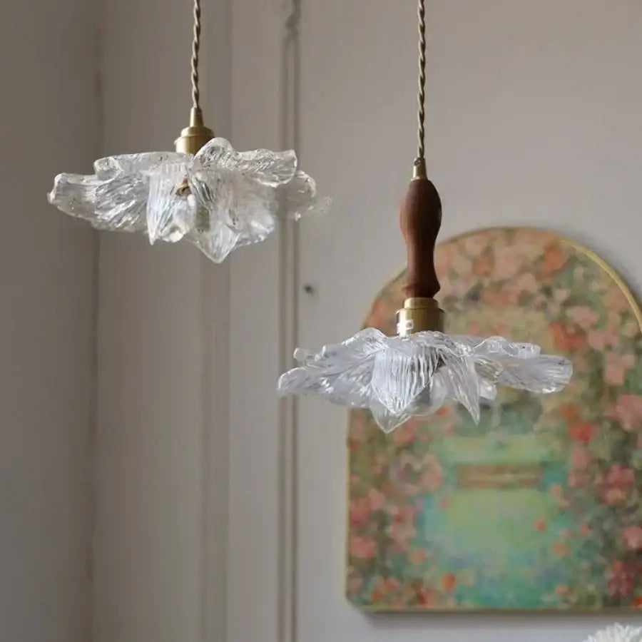 Clear Glass Floral Pendant