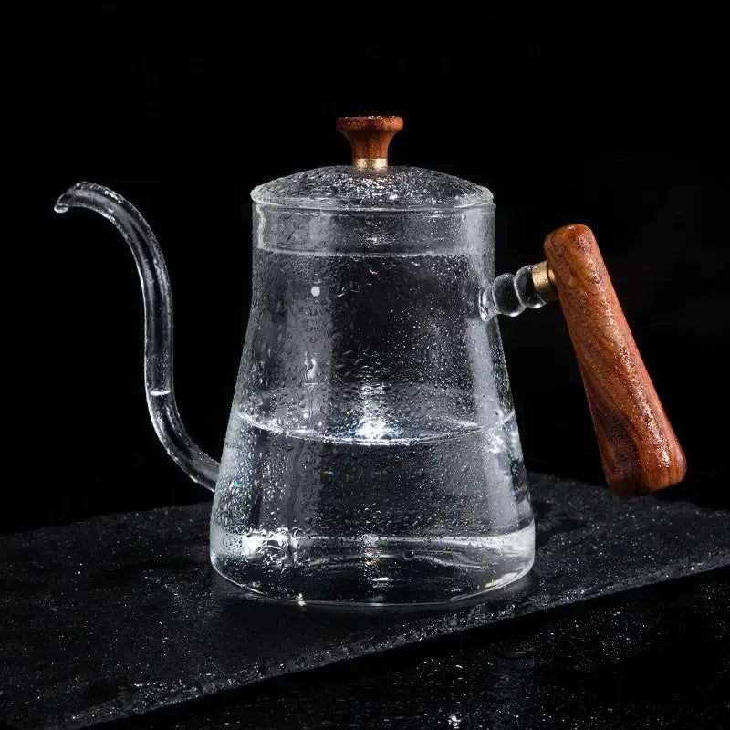 Clear Glass Kettle Wood Handle