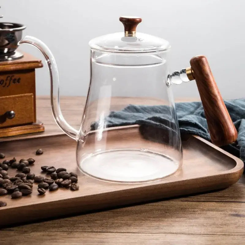 Clear Glass Kettle Wood Handle