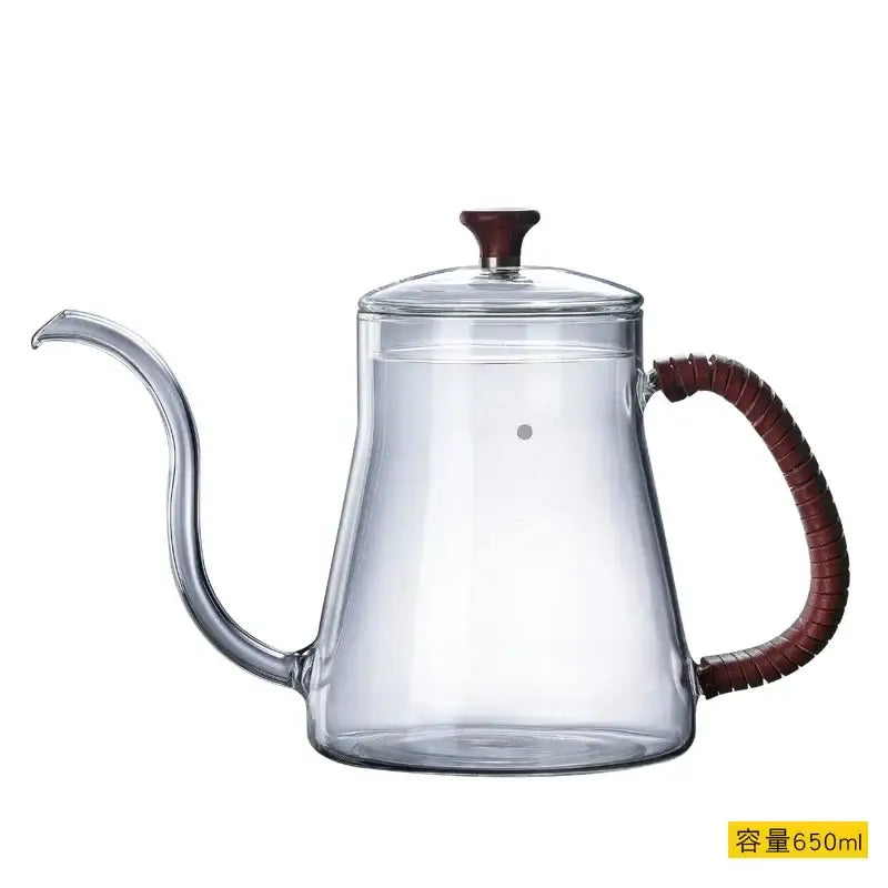 Clear Glass Kettle Wood Handle