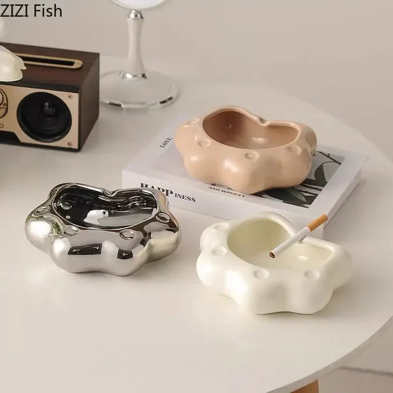 Porcelain Cloud Cat Ashtray