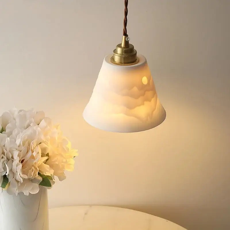 Brass Ceramic LED Pendant Light with Color Modes