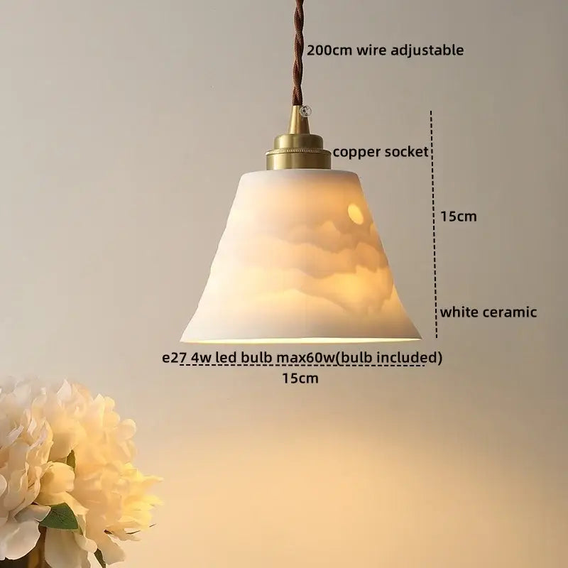 Brass Ceramic LED Pendant Light with Color Modes