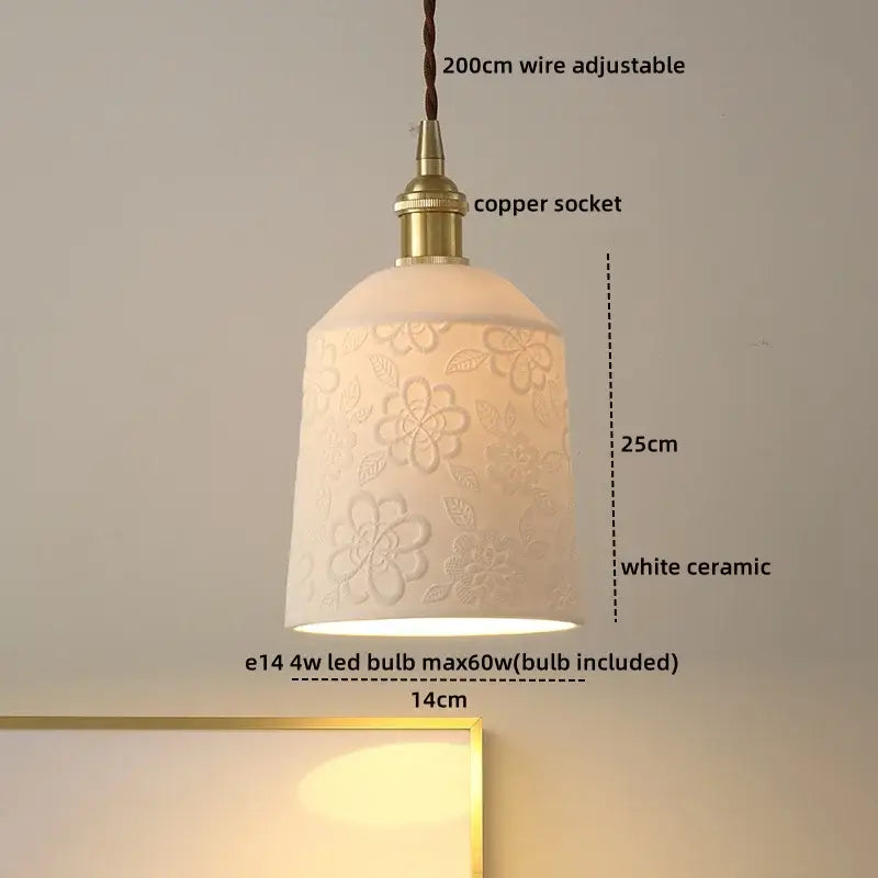 Brass Ceramic LED Pendant Light with Color Modes