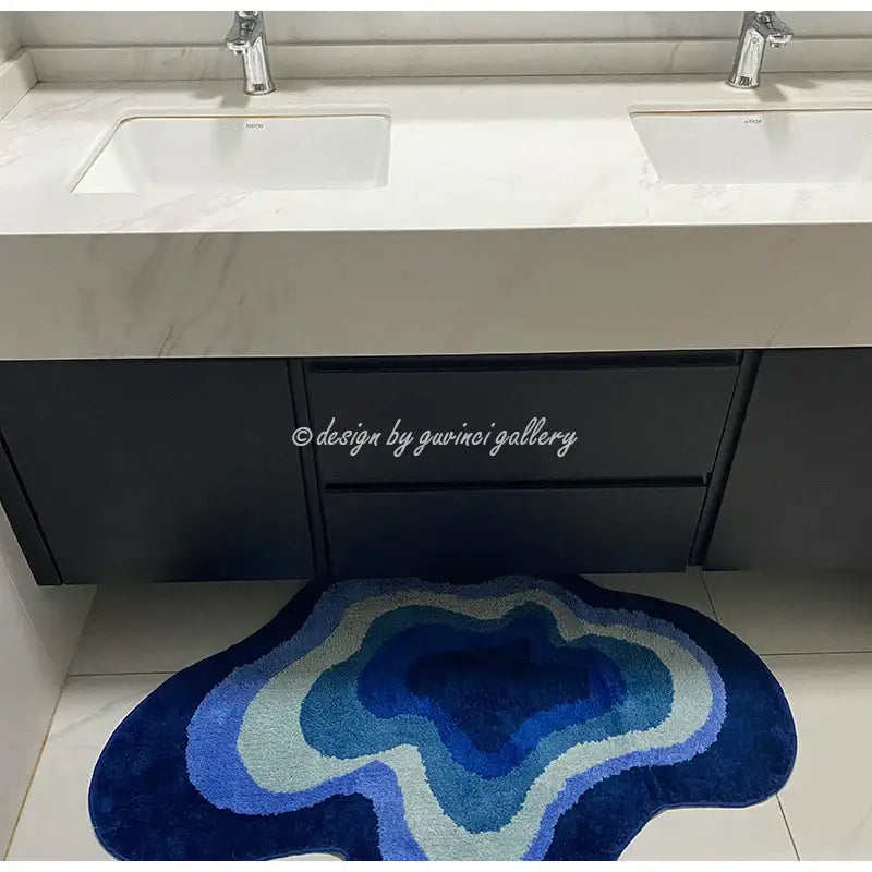 Blue Wavy Geode Rug
