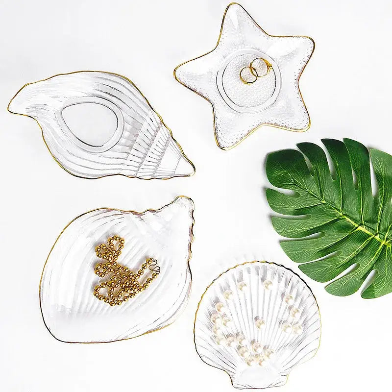 Blue Glass Seashell Dish