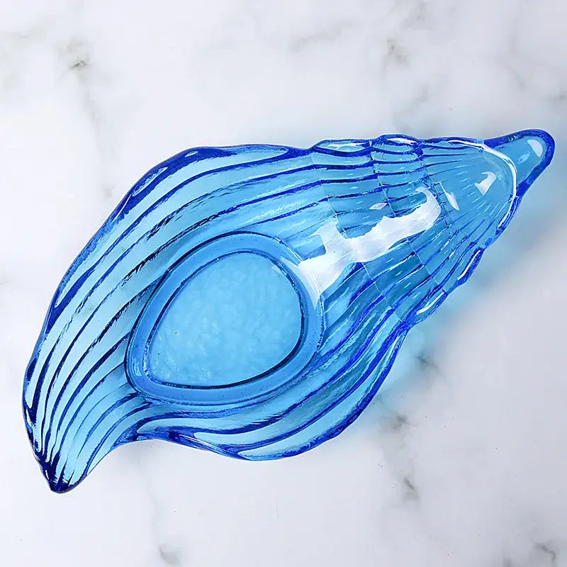 Blue Glass Seashell Dish