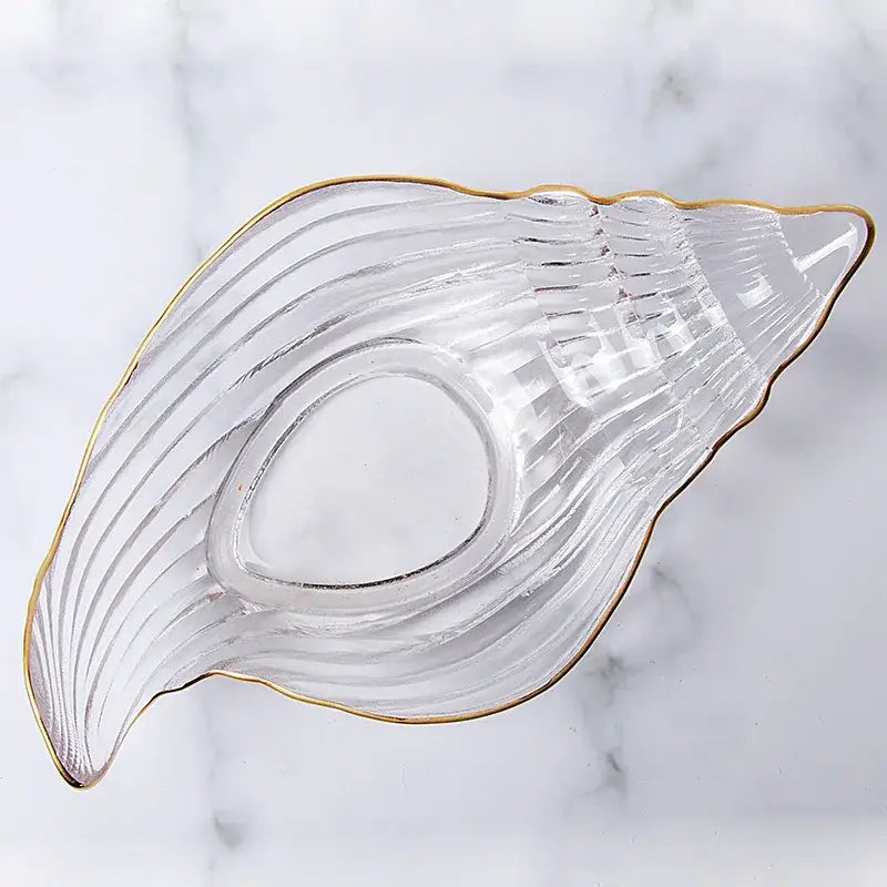 Blue Glass Seashell Dish