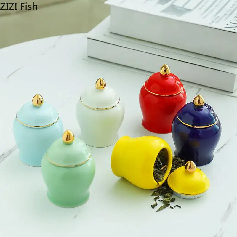 Ceramic Gold Lid Storage Jar