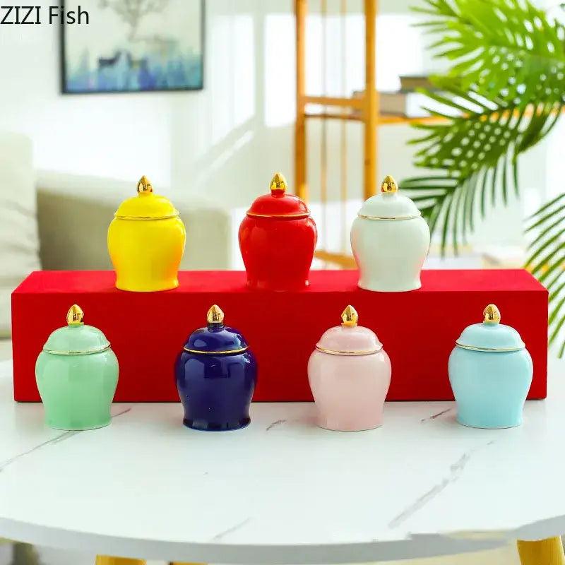 Ceramic Gold Lid Storage Jar