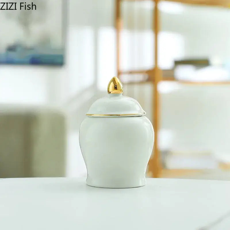 Ceramic Gold Lid Storage Jar