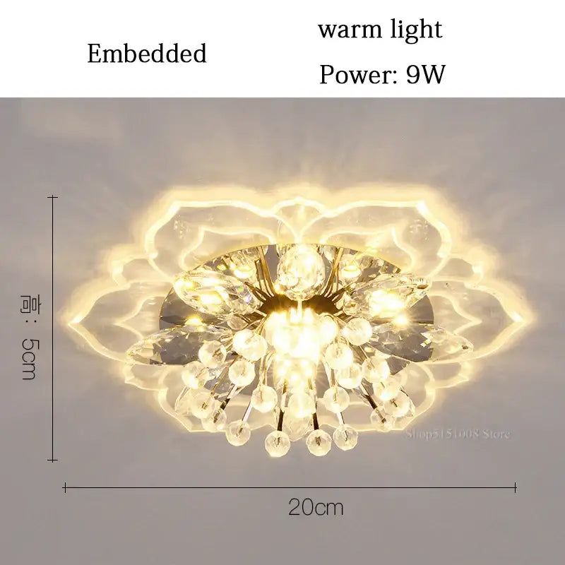 Crystal Flower Ceiling Light Surface-Mounted