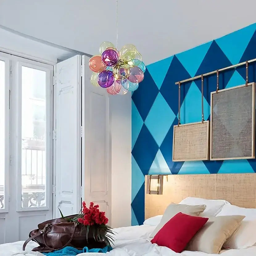 Glass Bubble Chandelier Light with Steel Frame