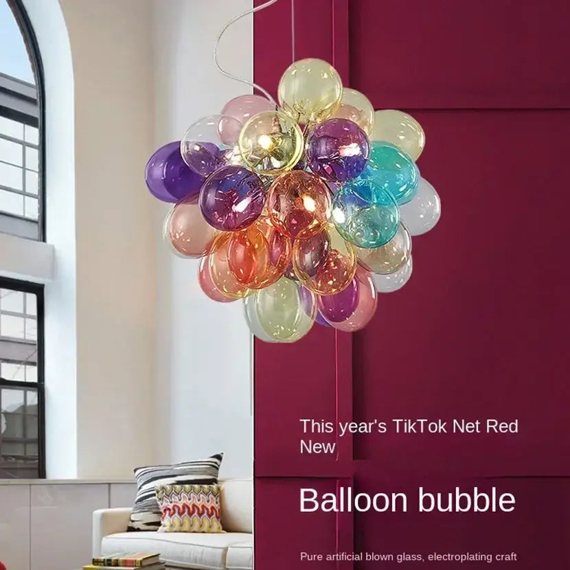 Glass Bubble Chandelier Light with Steel Frame