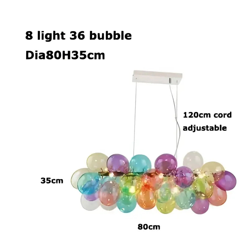 Glass Bubble Chandelier Light with Steel Frame