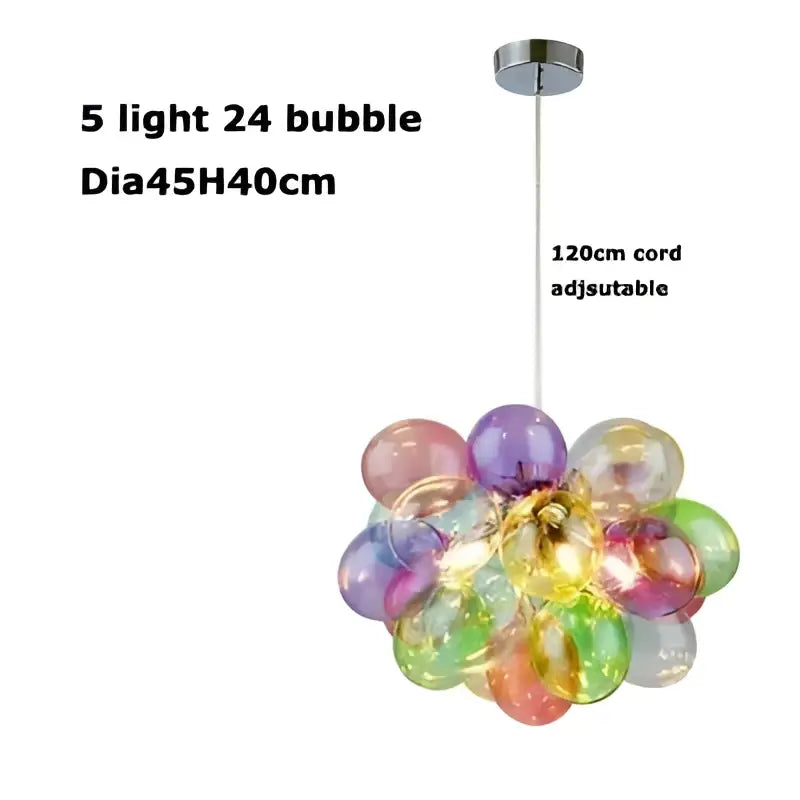 Glass Bubble Chandelier Light with Steel Frame