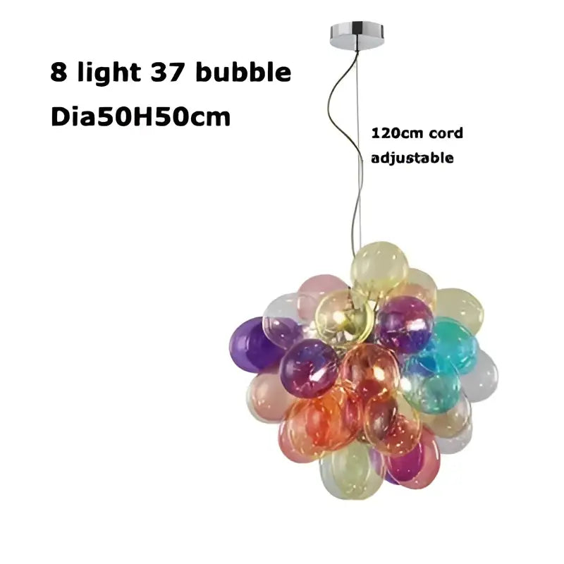 Glass Bubble Chandelier Light with Steel Frame