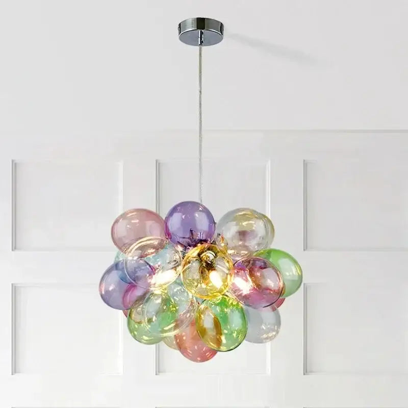 Glass Bubble Chandelier Light with Steel Frame