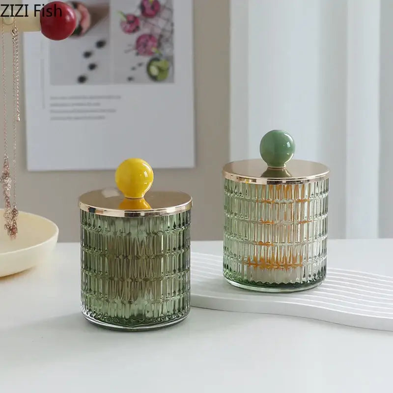 Ribbed Glass Tea Canisters