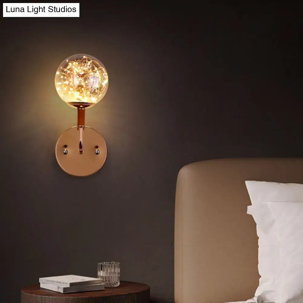 Amber Glass LED Metal Wall Sconce