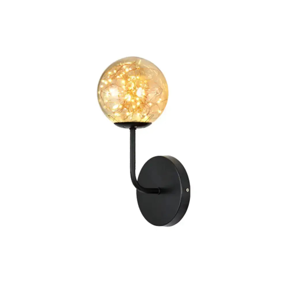 Amber Glass LED Metal Wall Sconce