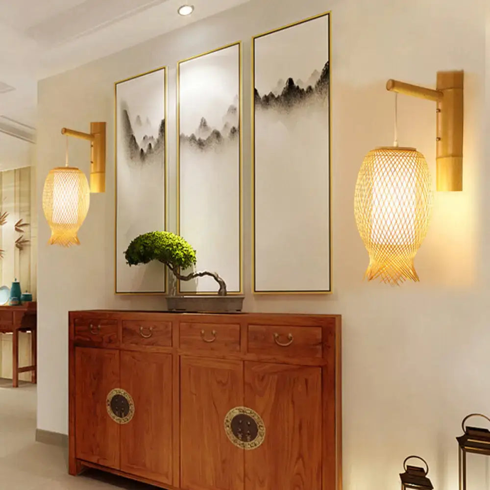 Bamboo Woven Wall Lantern