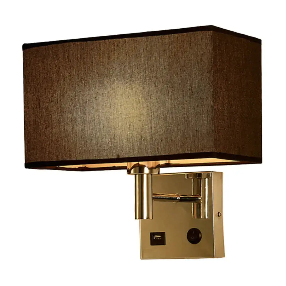 Beige Fabric Adjustable USB Wall Lamp