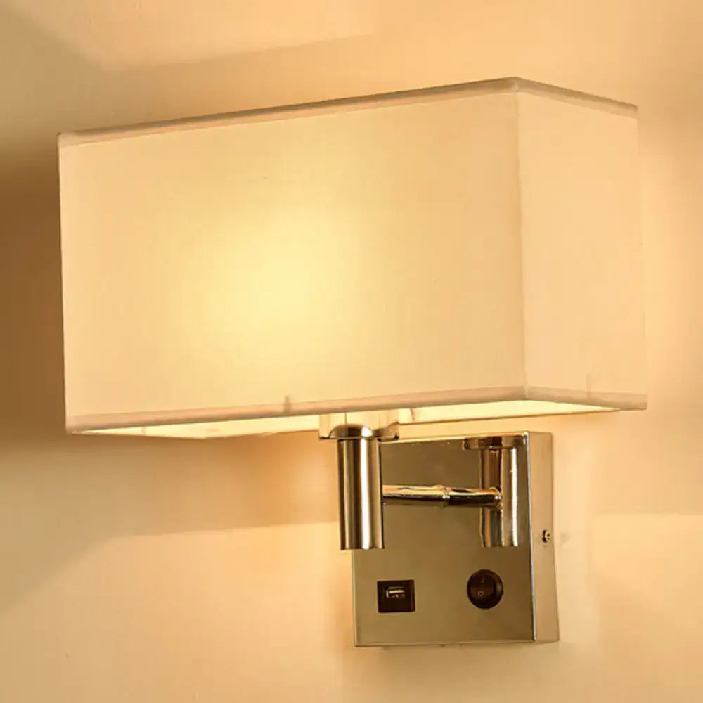 Beige Fabric Adjustable USB Wall Lamp