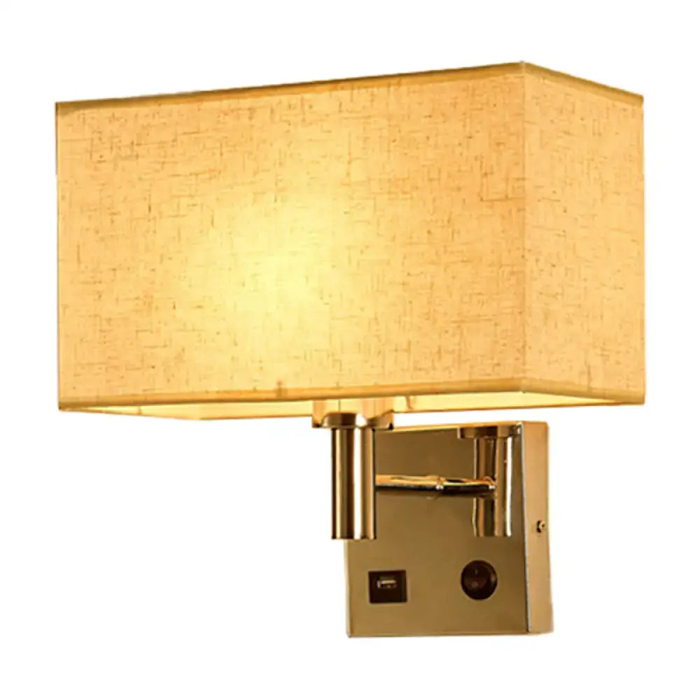 Beige Fabric Adjustable USB Wall Lamp
