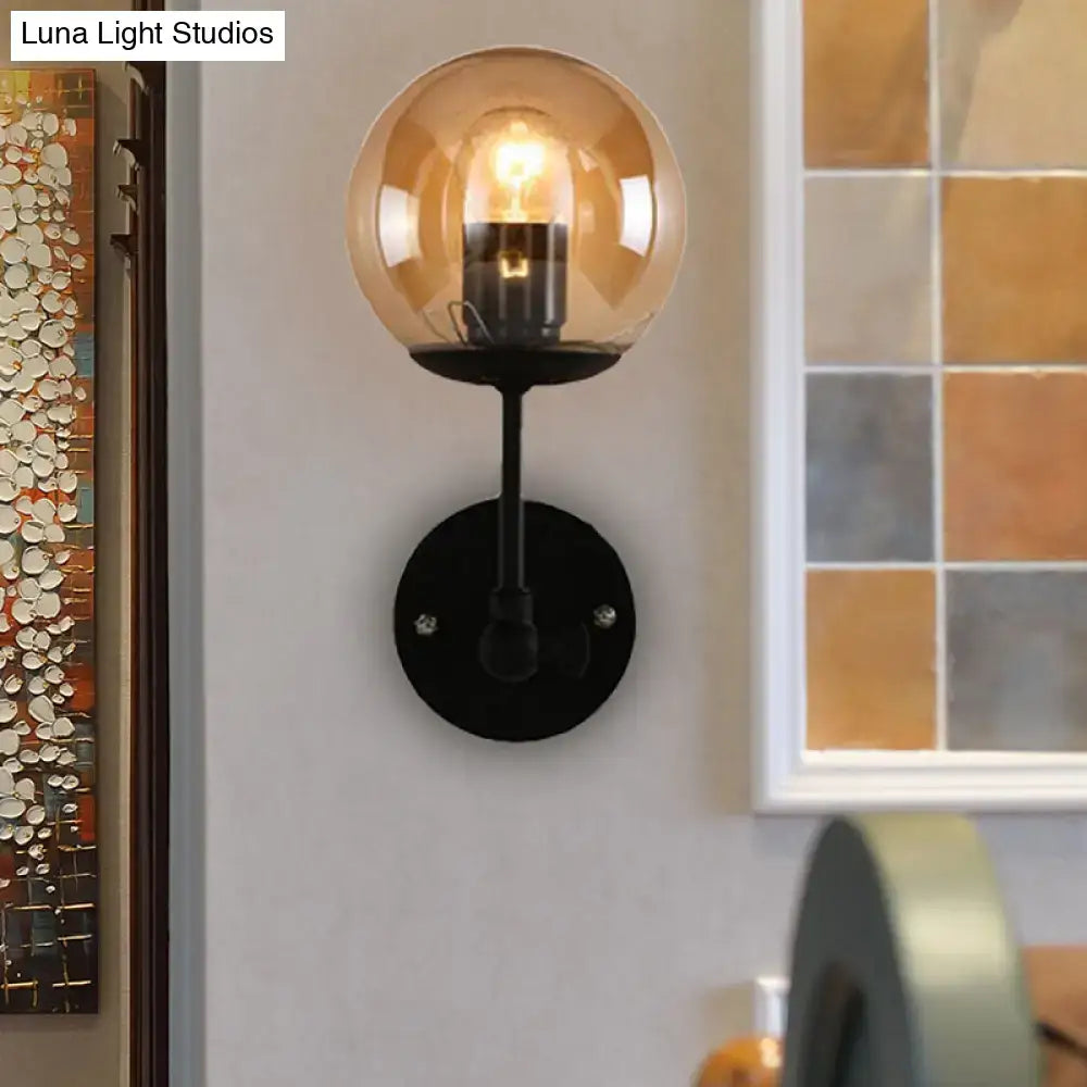 Black Amber Globe Sconce