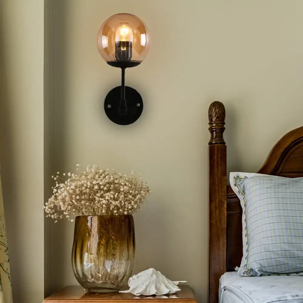 Black Amber Globe Sconce
