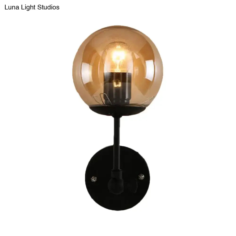 Black Amber Globe Sconce