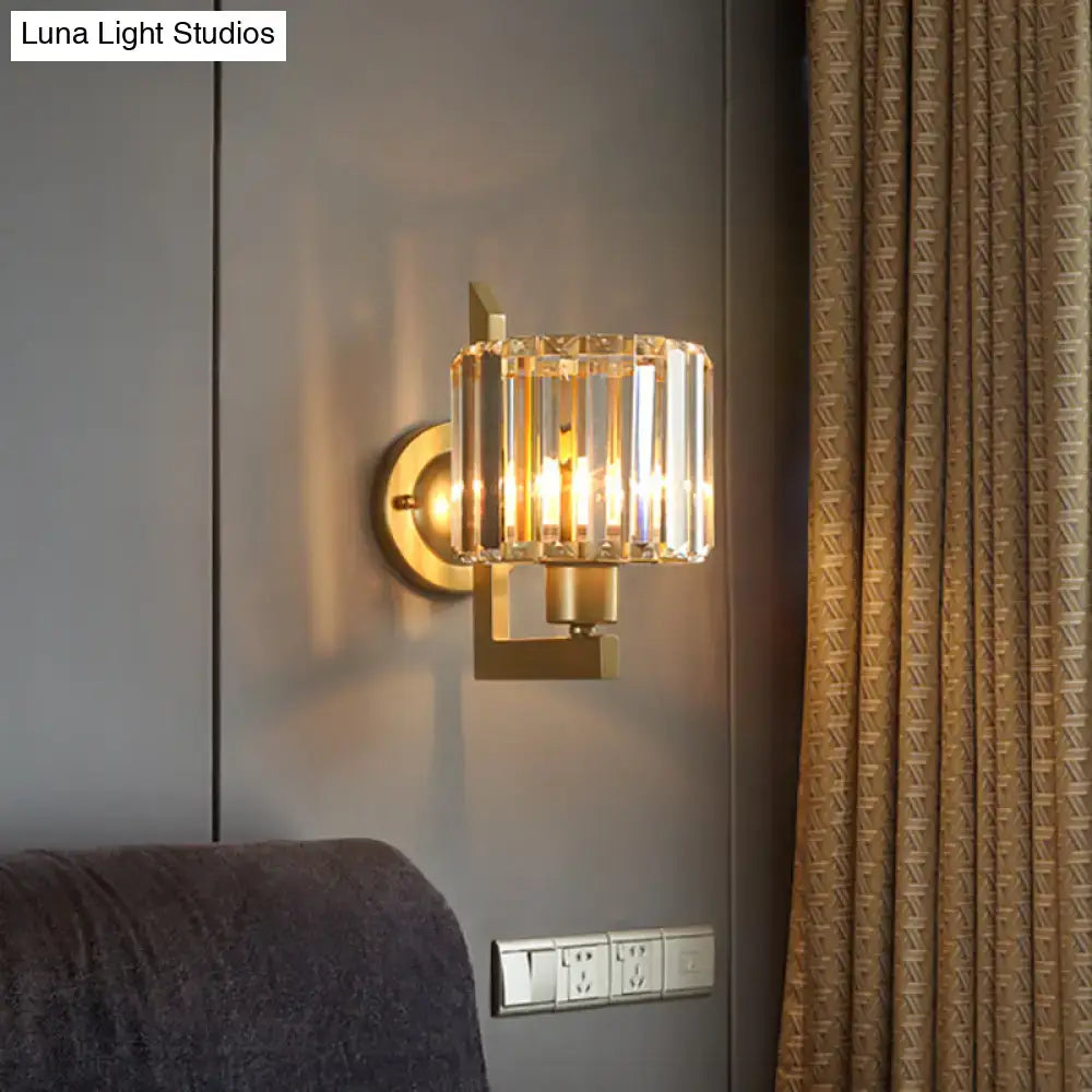 Black Gold Crystal Drum Lamp Metal Arm Design