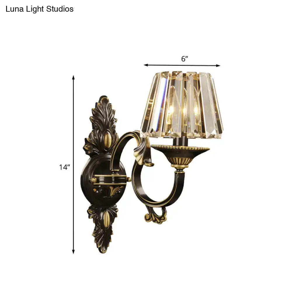 Black Gold Crystal Prism Sconce