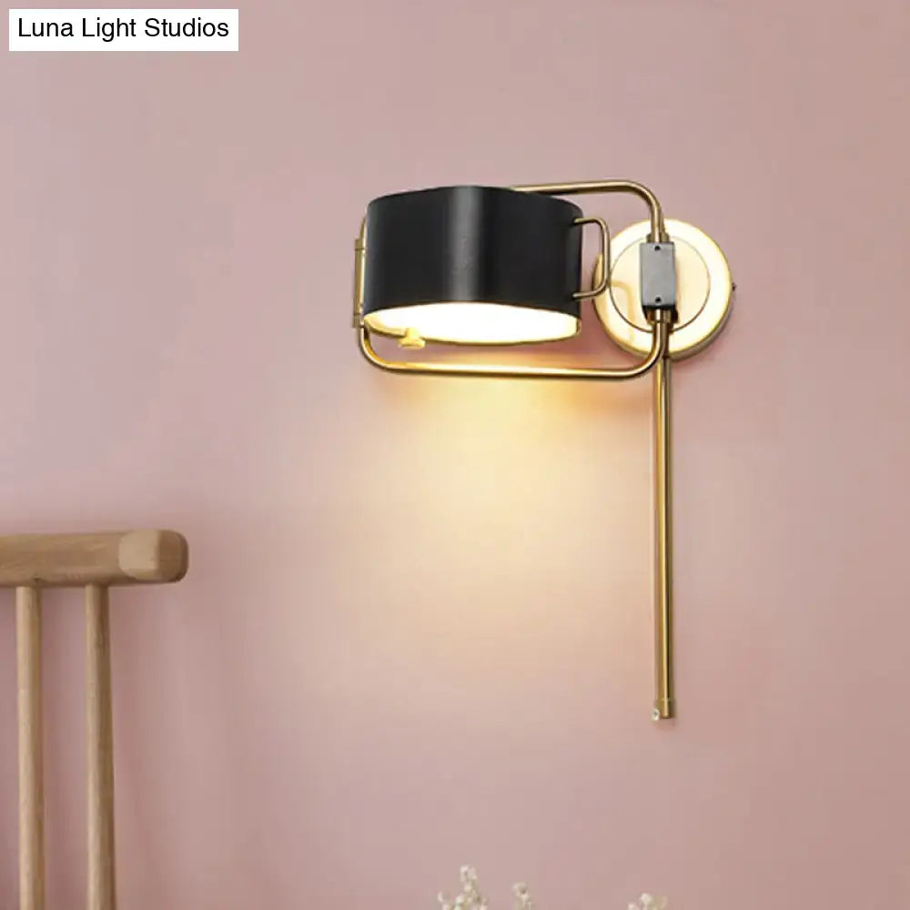 Black Drum LED Sconce