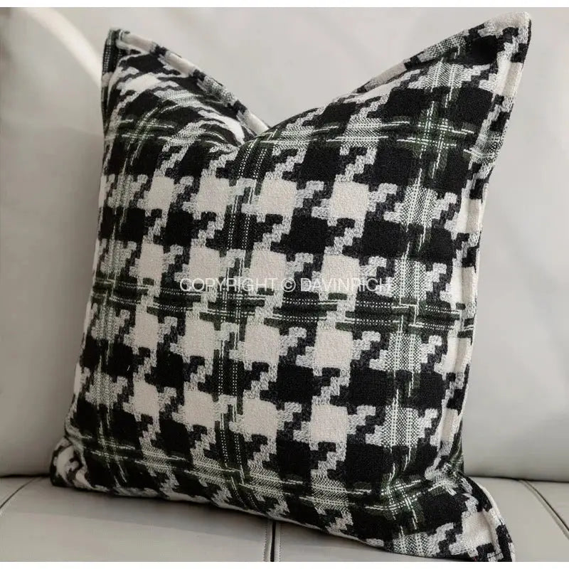 Black White Houndstooth Cushion Cover 45x45cm