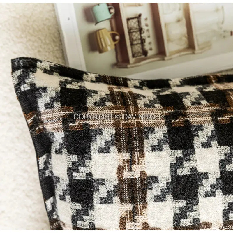 Black White Houndstooth Cushion Cover 45x45cm