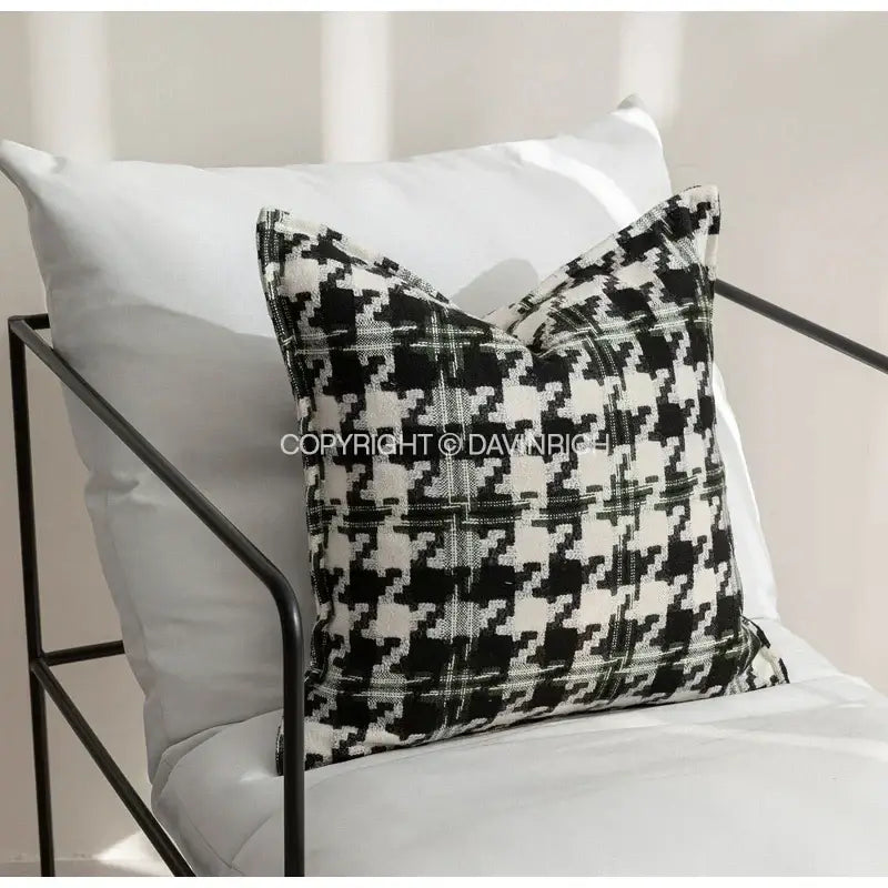 Black White Houndstooth Cushion Cover 45x45cm