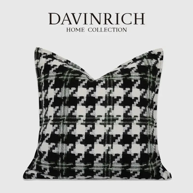Black White Houndstooth Cushion Cover 45x45cm