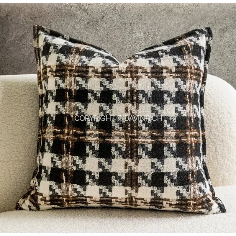 Black White Houndstooth Cushion Cover 45x45cm