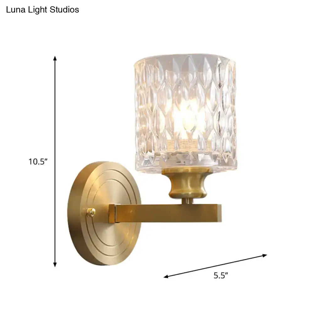Gold Cylindrical Glass Sconce