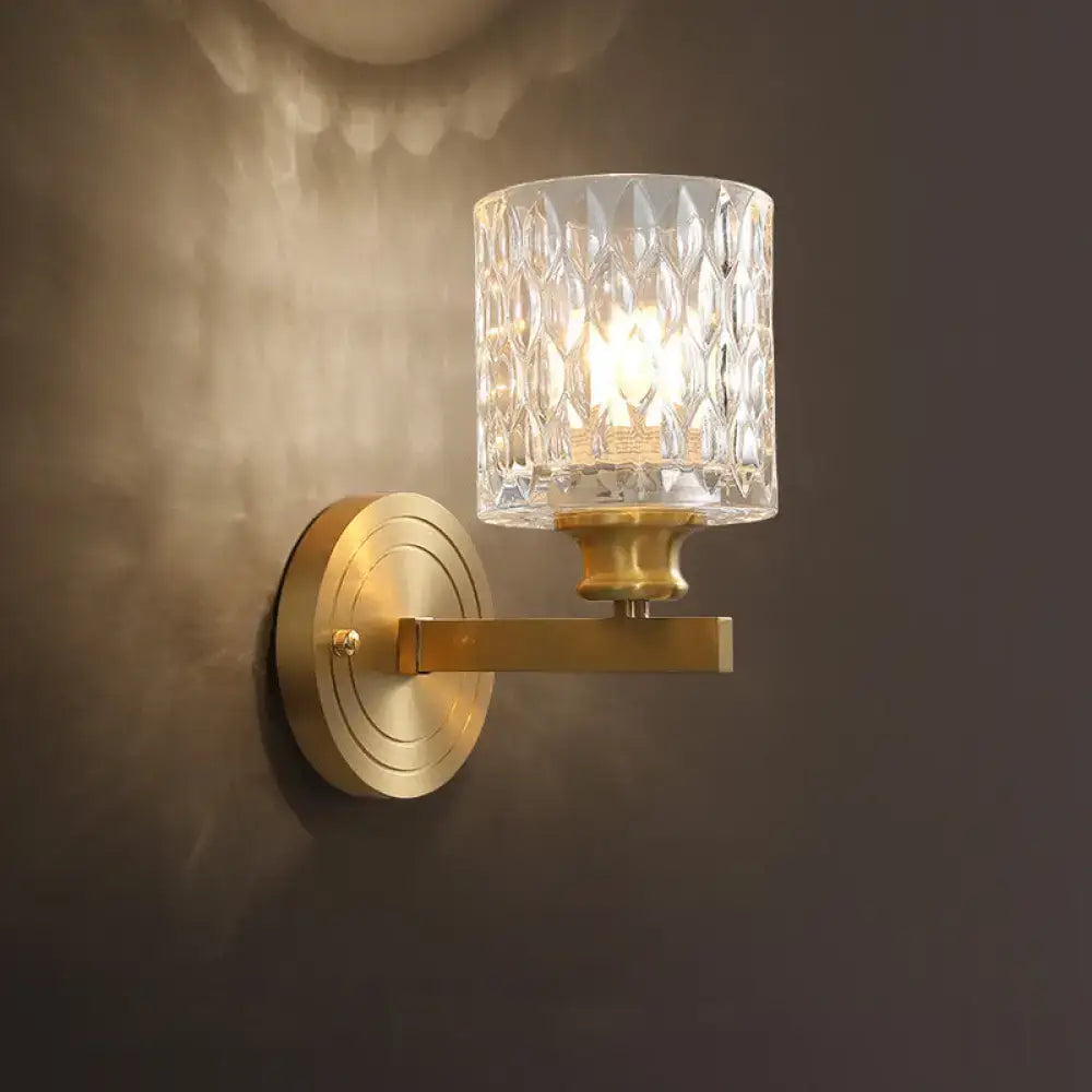 Gold Cylindrical Glass Sconce
