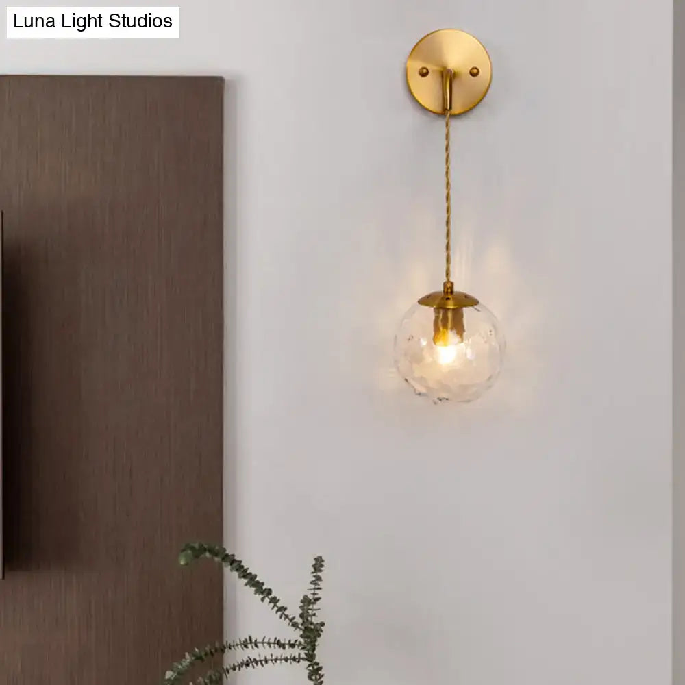 Gold Dimpled Glass Wall Lamp