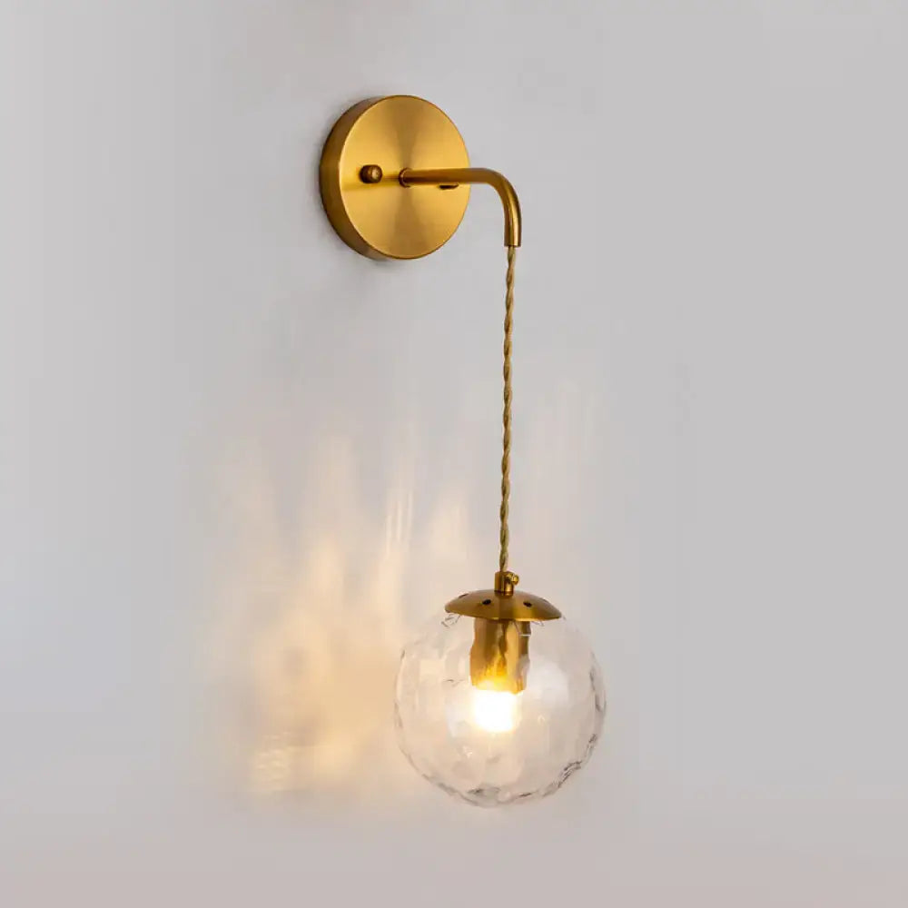Gold Dimpled Glass Wall Lamp