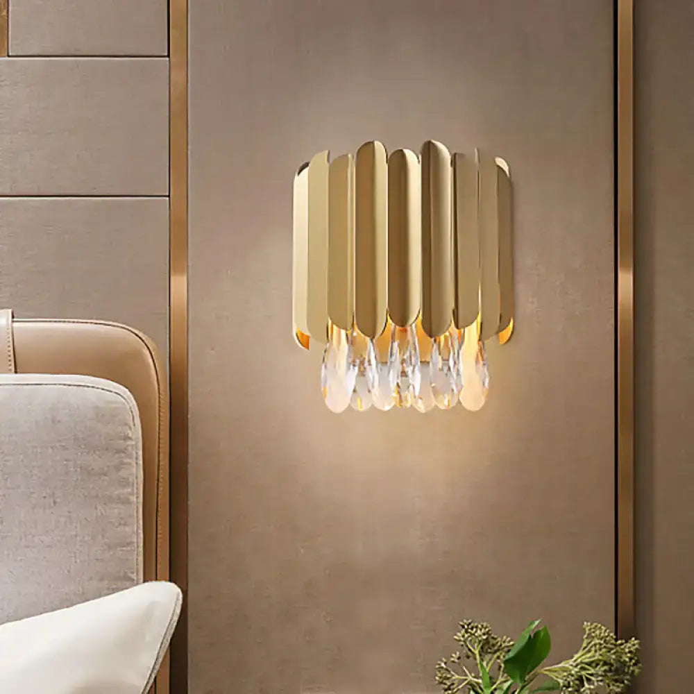 Brass Crystal Wall Lamp Fits 5-9 Inch
