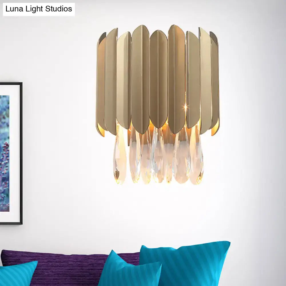 Brass Crystal Wall Lamp Fits 5-9 Inch