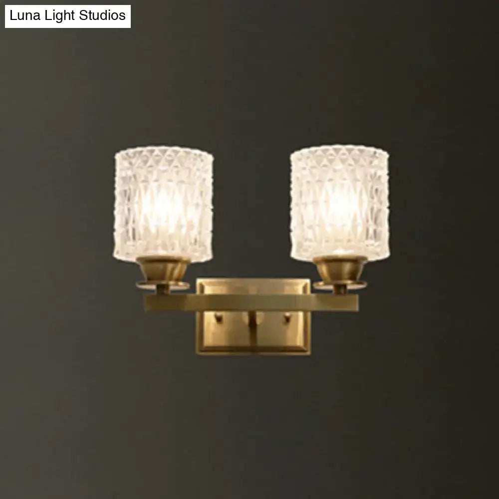 Brass Lattice Glass Wall Light
