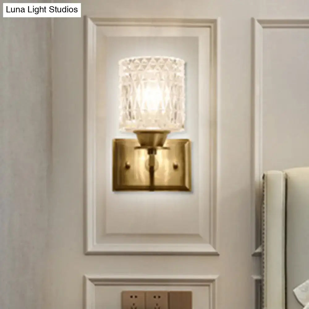 Brass Lattice Glass Wall Light