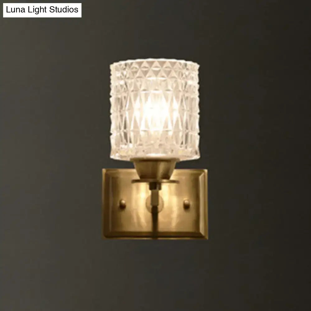 Brass Lattice Glass Wall Light